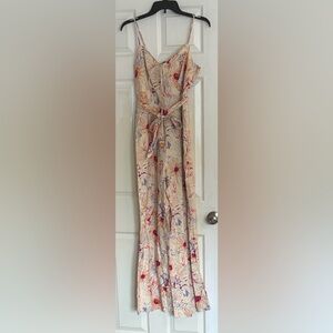Paige Akari cream colored floral linen blend jumpsuit Women’s size 6